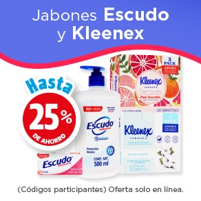 Jabones Escudo y Kleenex hasta 25% de ahorro